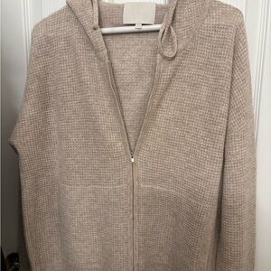 Women's Beach lane hoodie tan Waffle Knit cashmere Zip-Up Cardigan-NFS reserved